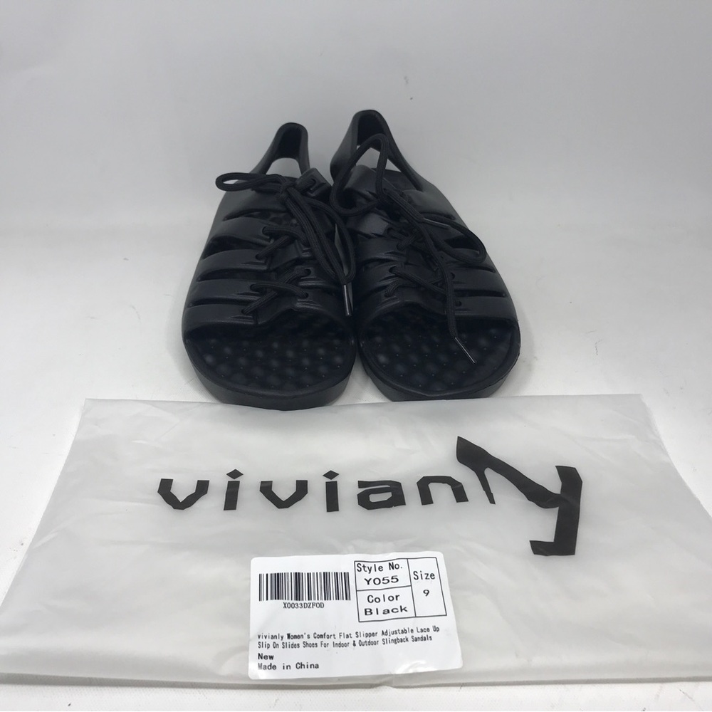 Vivianly Comfort Lace Up Sandal, Women's Size 9 - Black